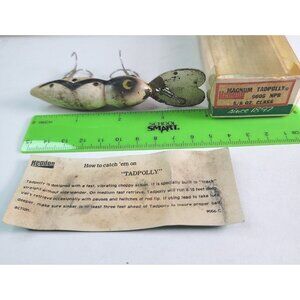 Vintage Heddon Whopper Stopper Hellbender Black White Lure w/ box & instructions